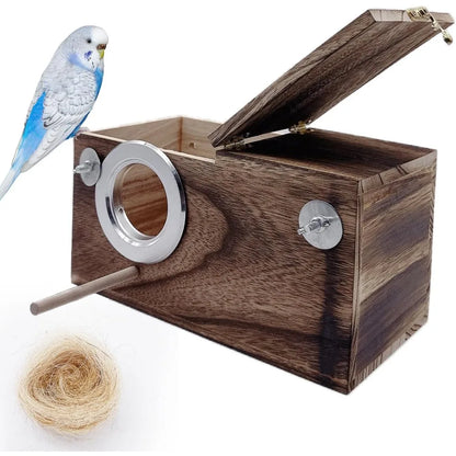 Wood Breeding Box with Coconut Fiber Bedding