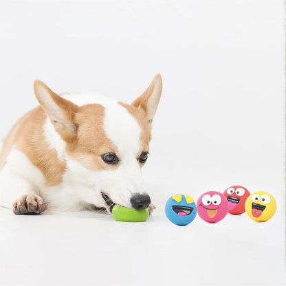 5 Pack Emoticon Latex Dog Toy