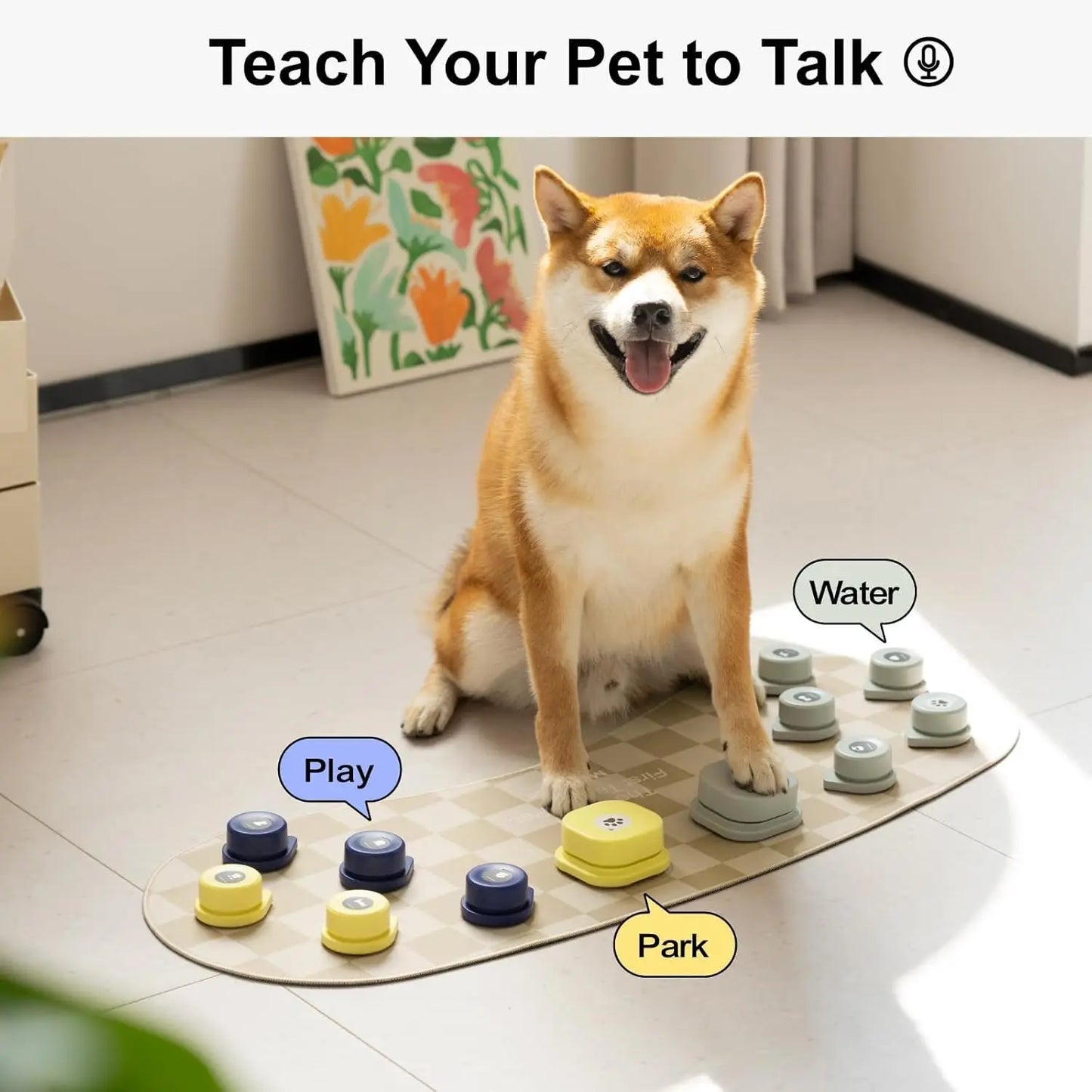 Dog Talking Button Set with Mat- 12 Pack