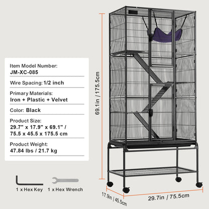 64.6" Rolling Large 4-Tier Critter Nation Cage
