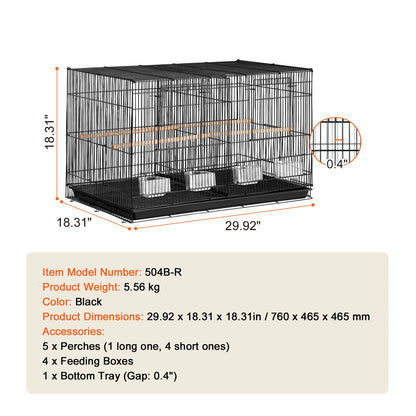 30" Flight Bird Cage with Handle and Perches