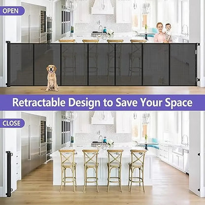 Tall Retractable Dog Gate 155" Extra Wide