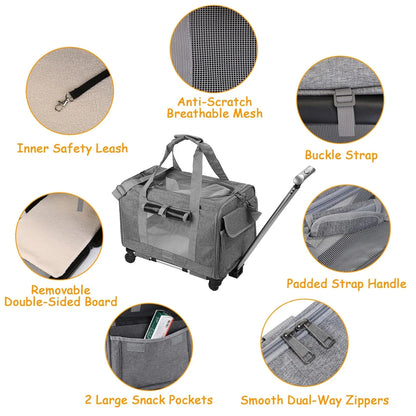 Pet Carrier with Wheels Airline Approved