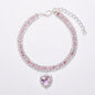 Adjustable Pet Necklace Cat Dog Collar with Diamond Zircon Bone Pendant