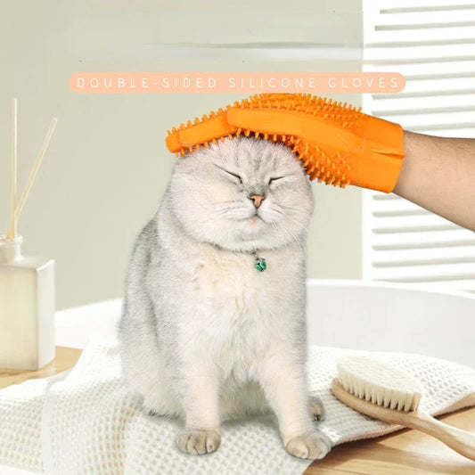 Pet Gloves With Hair Removal Palm Brush