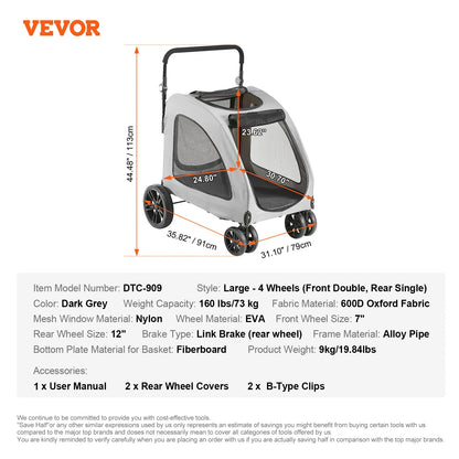 Pet Lightweight Stroller with Brakes