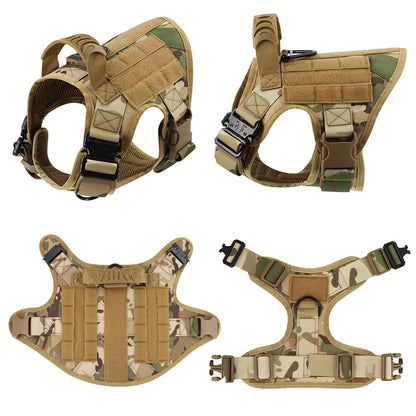 Tactical Dog Harness Collar Leash Bags Patches Set