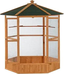 69" Large Wooden Hexagonal Bird Cage