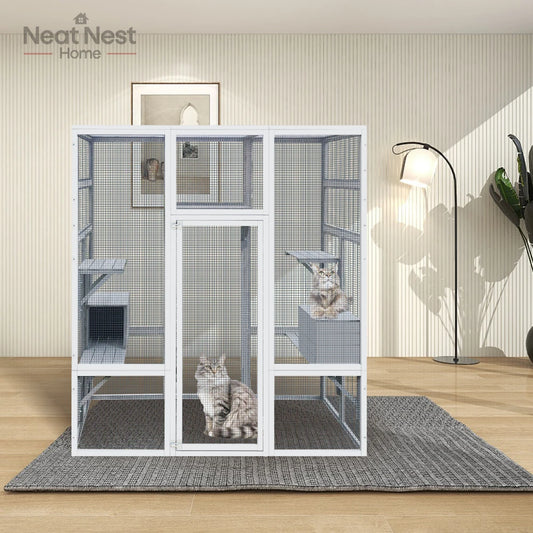 Wooden Cat House Large Catio, with Anti-UV& Waterproof