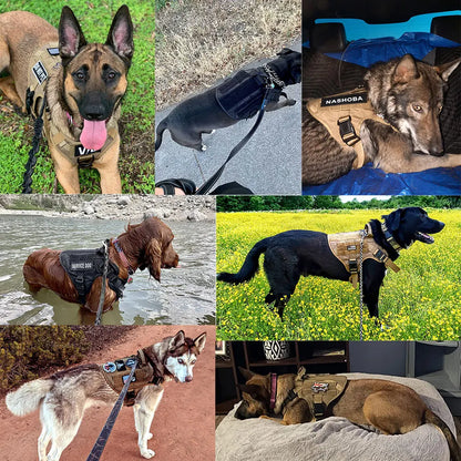 Military Dog Harness Leash Bags Set