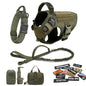 Tactical Dog Harness Collar Leash Bags Patches Set