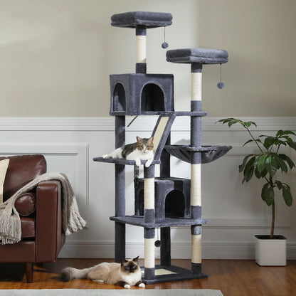 Multi-Level Plush Cat Condo with Scratching Posts