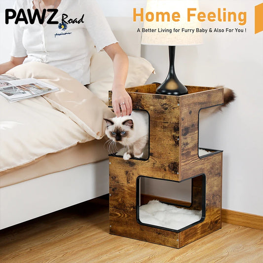 Modern Cat Tree with Scratcher Board, Furniture Bed