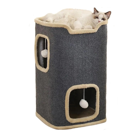 2-Layer Cat House Cat Cave for Indoor Cats