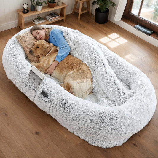 Human Dog Bed Washable Faux Fur